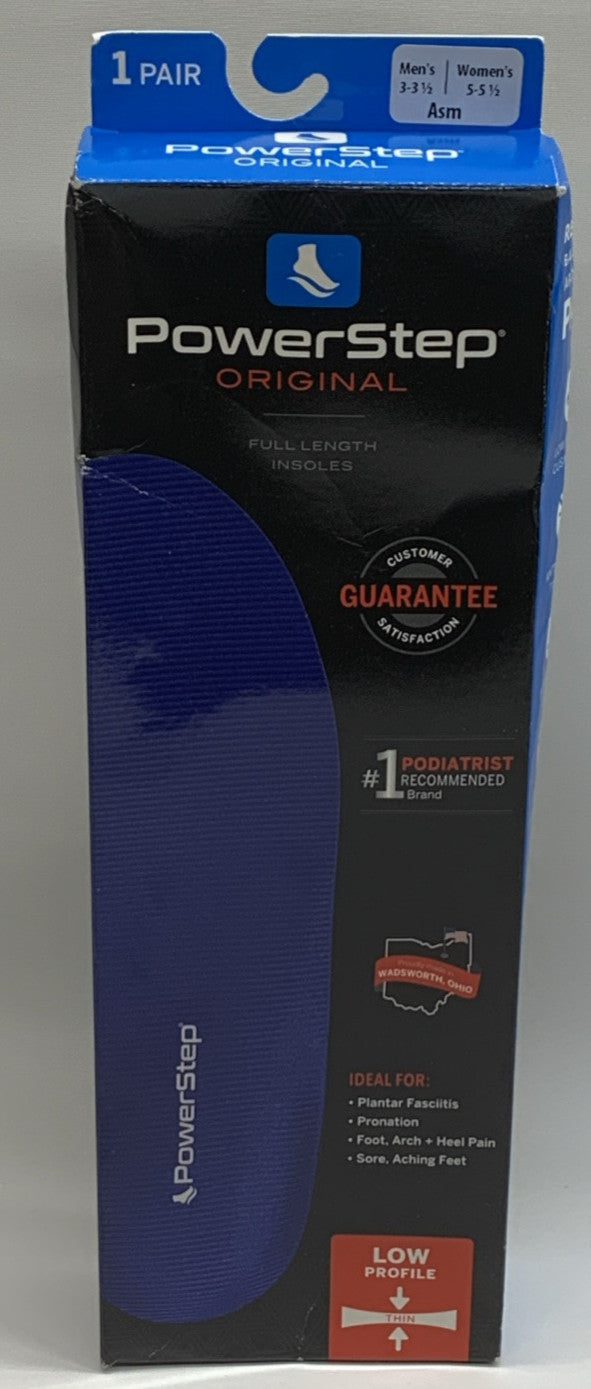 Powerstep Original Blue Full Length Insoles 5001-01AS Men's 3-3.5, Women's 5-5.5