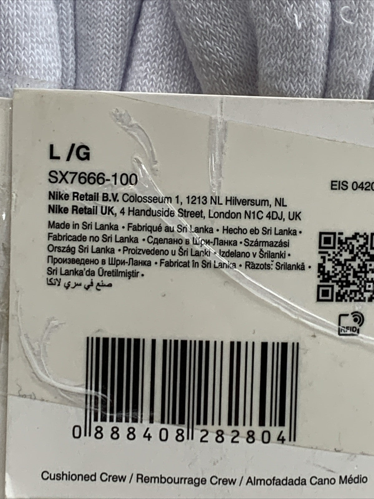 NIKE Dri-FIT Everyday Training 6-Pair Everyday Crew Socks Large (8-12) White