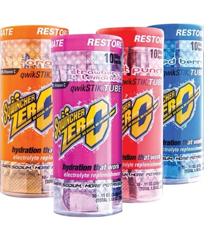 Sqwincher Qwik Stik Zero Single Serve, 0.11 oz Packs, 20 oz Yield, 20 Tubes/10