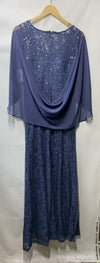 Alex Evenings Women's Long A-line Dress V-Neck with Draped Cowl Back Size 6