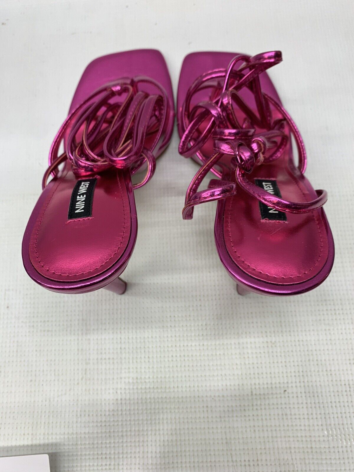 Nine West Women's Terrie Ankle Wrap Heeled Sandal Dark Metallic Pink | Prom 7.5