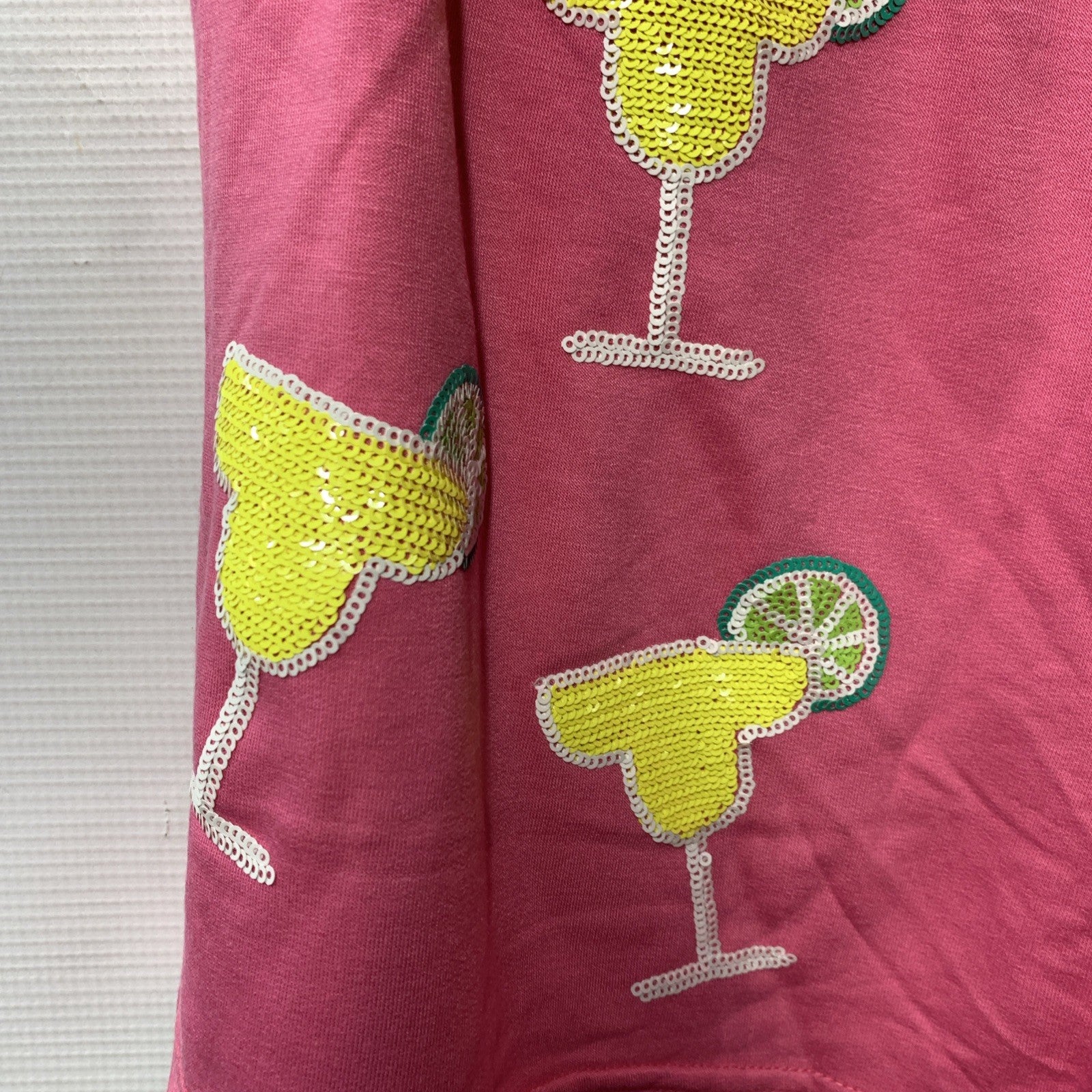 Emily Margaritas Pink On-The-Go Polyester Blend Loungewear Short Shirt Set Large