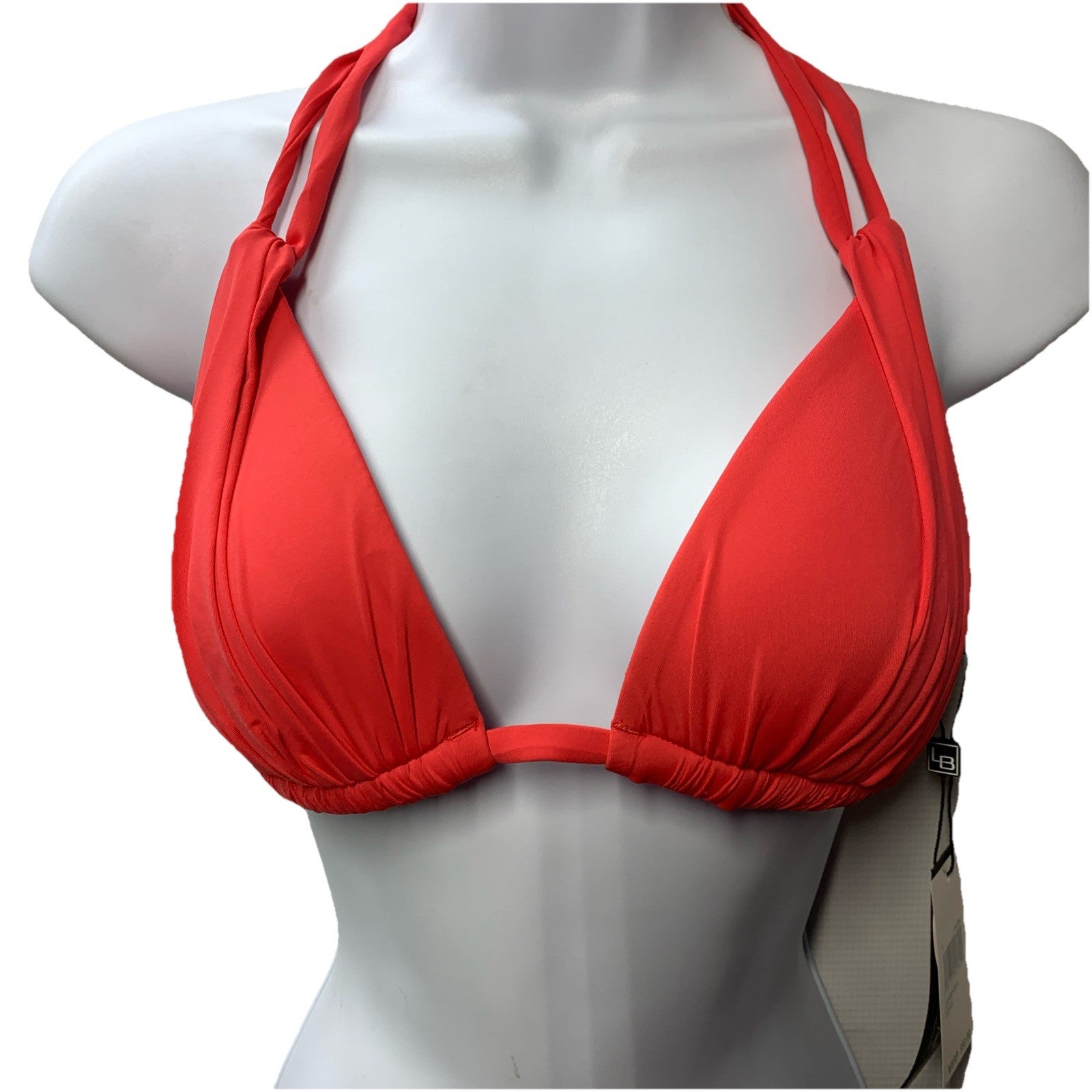 La Blanca Women's Island Goddess Halter Triangle Swimsuit Top, Guava, Size 4