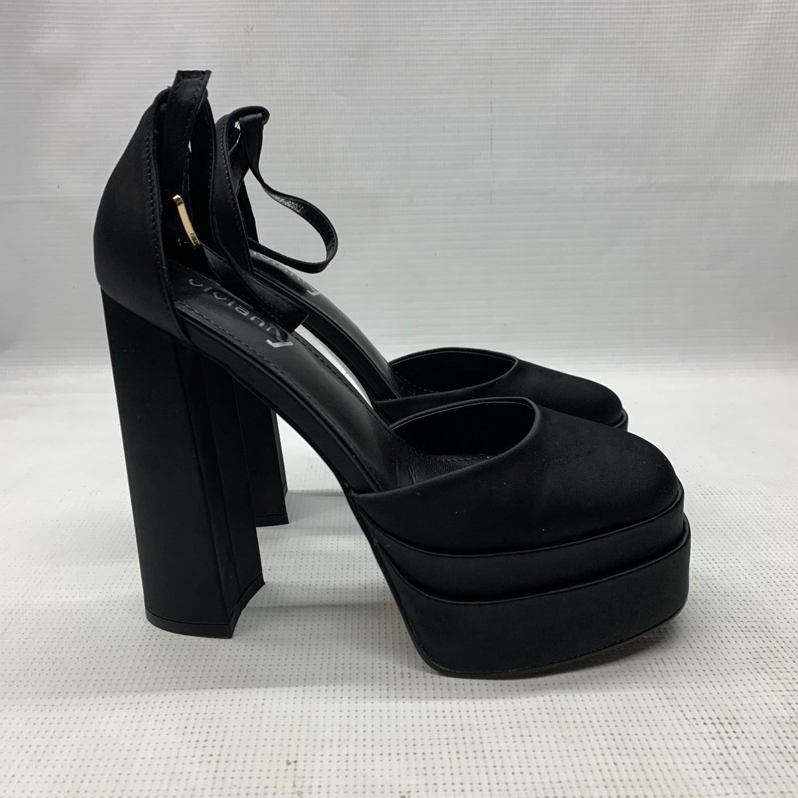 Vivianly Women's Platform Ankle Strap Open Toe Chunky Block High Heels Black 9
