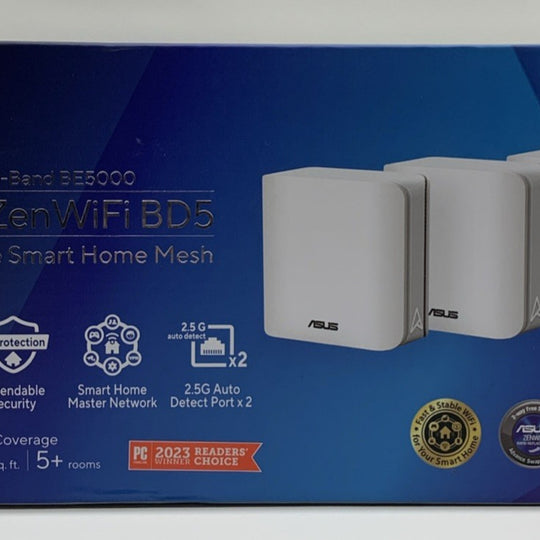 Asus ZenWiFi BD5 Wi-Fi 7 Mesh Ethernet Wireless Router -  5000 Mbps, 6800 sq.ft