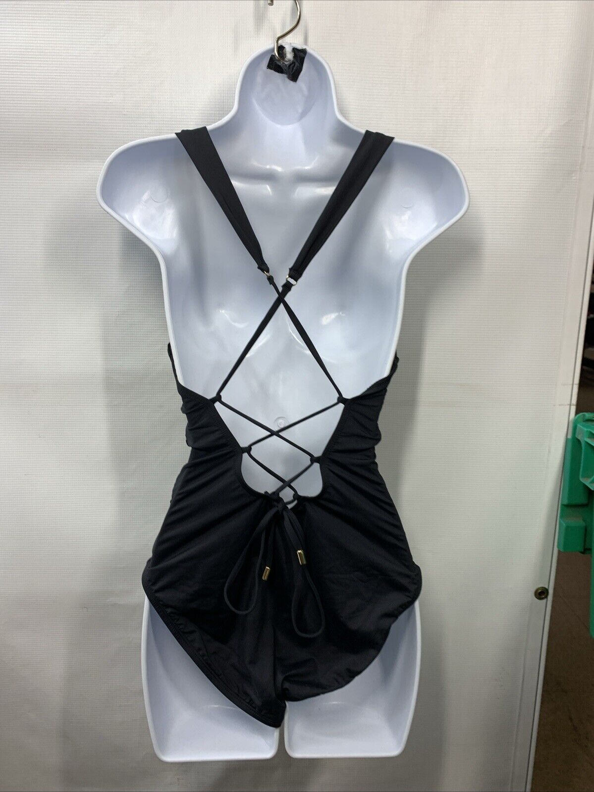 Instant figure High-Neck Shirred One Piece Swimsuit Slimming Tummy Control Sz 10