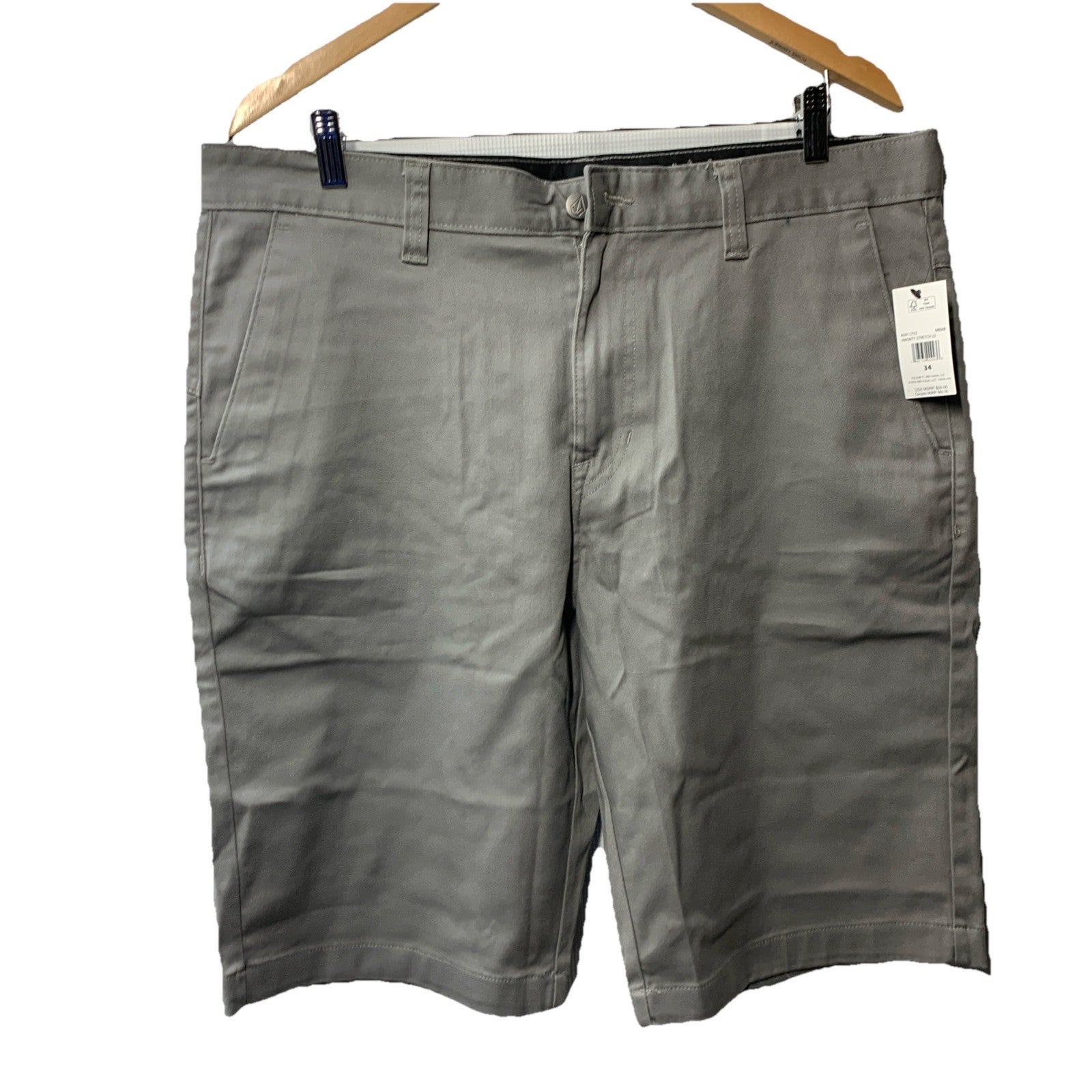 Volcom Men's VMonty Stretch 22 Chino Shorts A09117V3 Size 34 Dark Gray w/Pockets