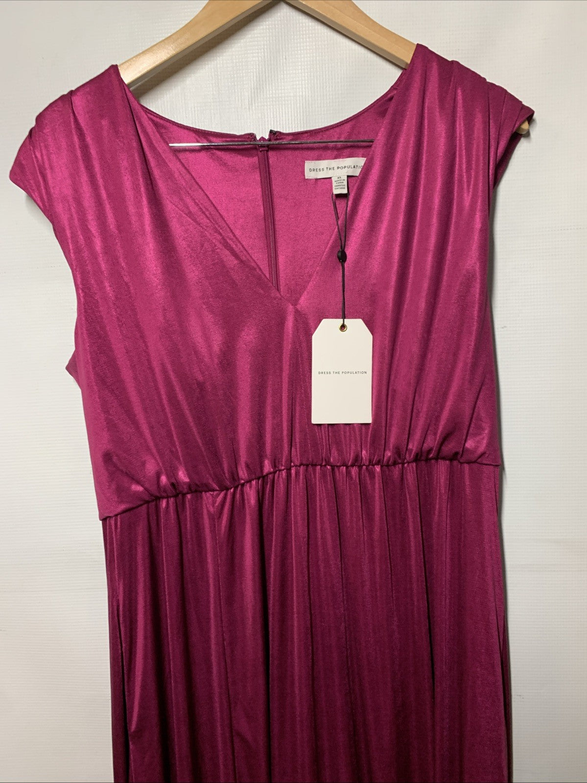 Dress The Population Krista Plunge Neck Side Slit Dress Maxi Size XL Sleeveless