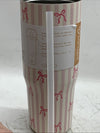 SANDJEST Bow Stainless Steel 30oz Beverage Water Tumbler w/Flip Straw & Handle