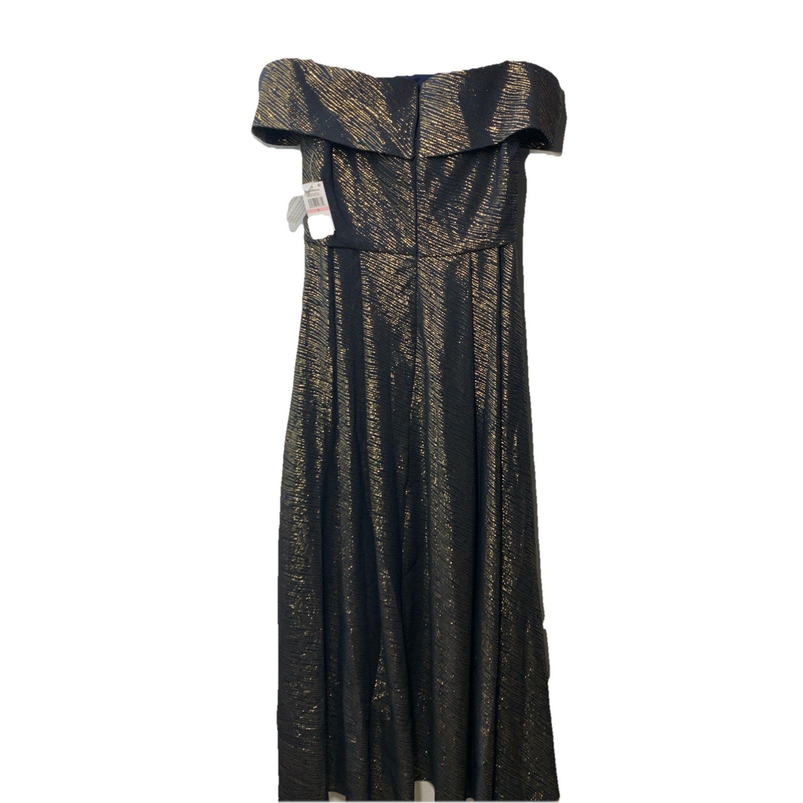 Alex Evenings Off Shoulder Jacquard Long Dress Elegant Size 10 with Pockets