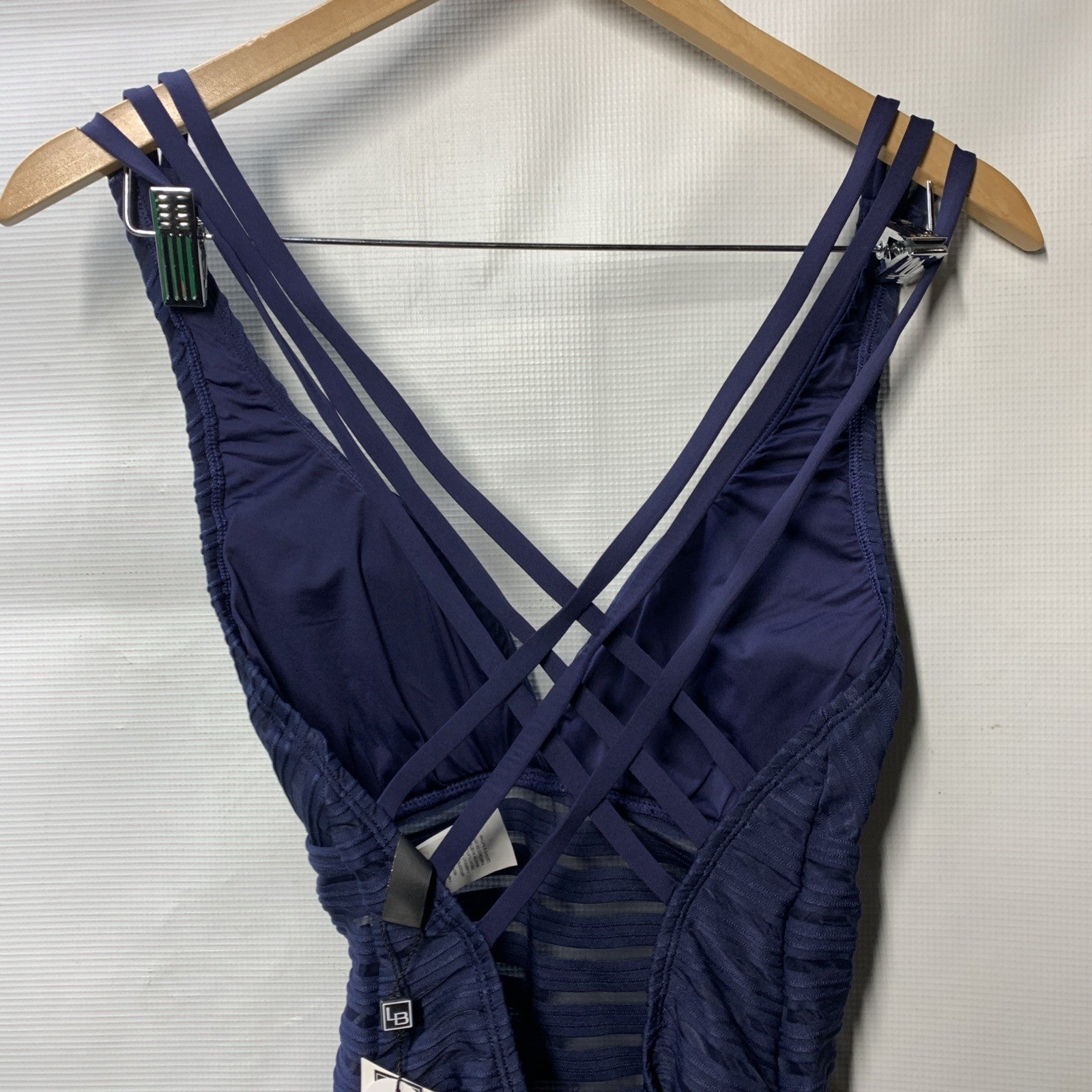 La Blanca women's multi-strap cross back one-piece swimsuit in size 12, featuring a stylish back design and vibrant swimwear style.