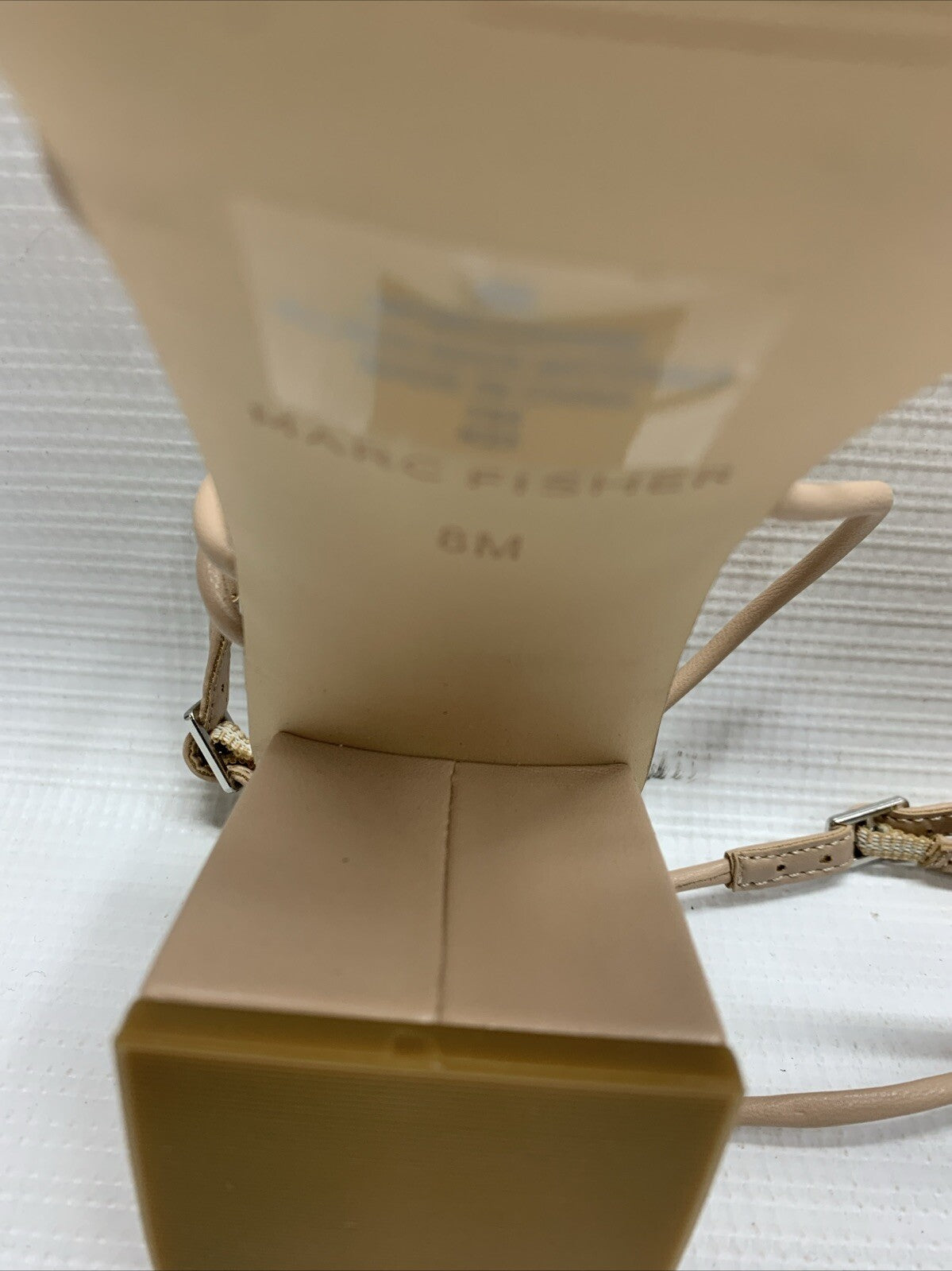 Marc Fisher Women's Meggiane Heeled Sandal Size 8M Lite Latte 110 Buckle Closure