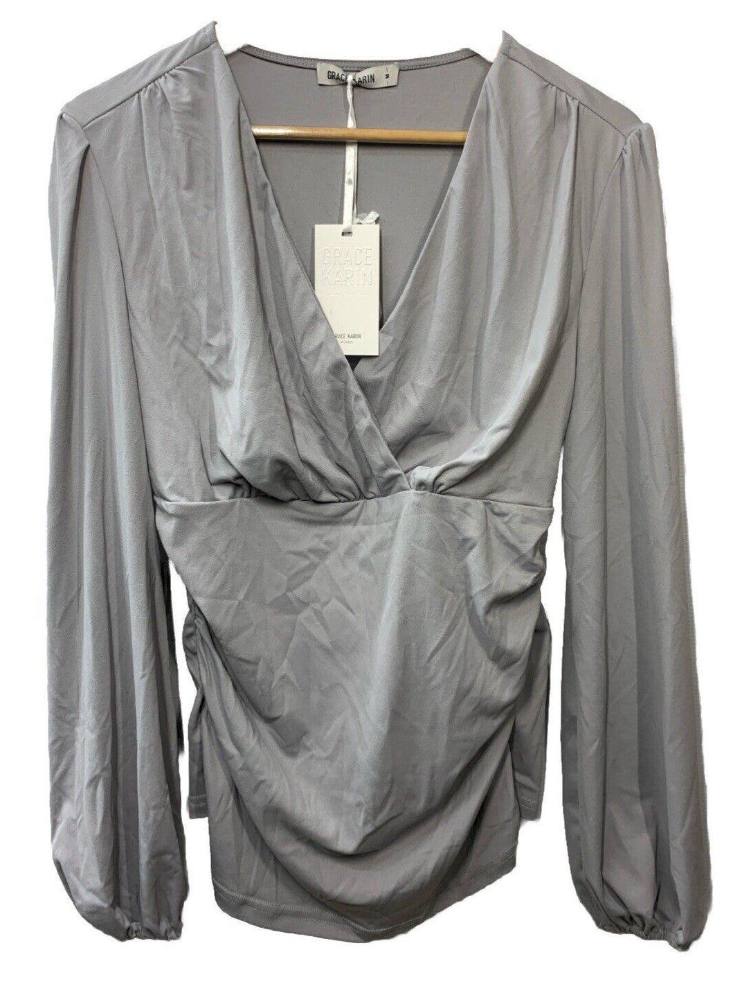 GRACE KARIN 2024 Women's Tops Elegant Wrap Blouse V Neck Work Shirts Size M