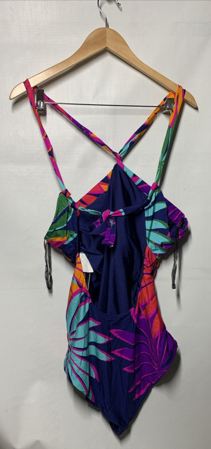 Trina Turk Wailea High Neck Reversible One-Piece Swimsuit in Multi Size 14 Multi