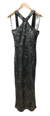 Siena Sleeveless Criss Cross Neckline Side Slit Sequin Mesh Cocktail Party SZ 10