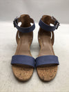 Women's Aerosoles Willowbrook Ankle Strap Wedge Sandal Mid Blue Open Toe Size 6
