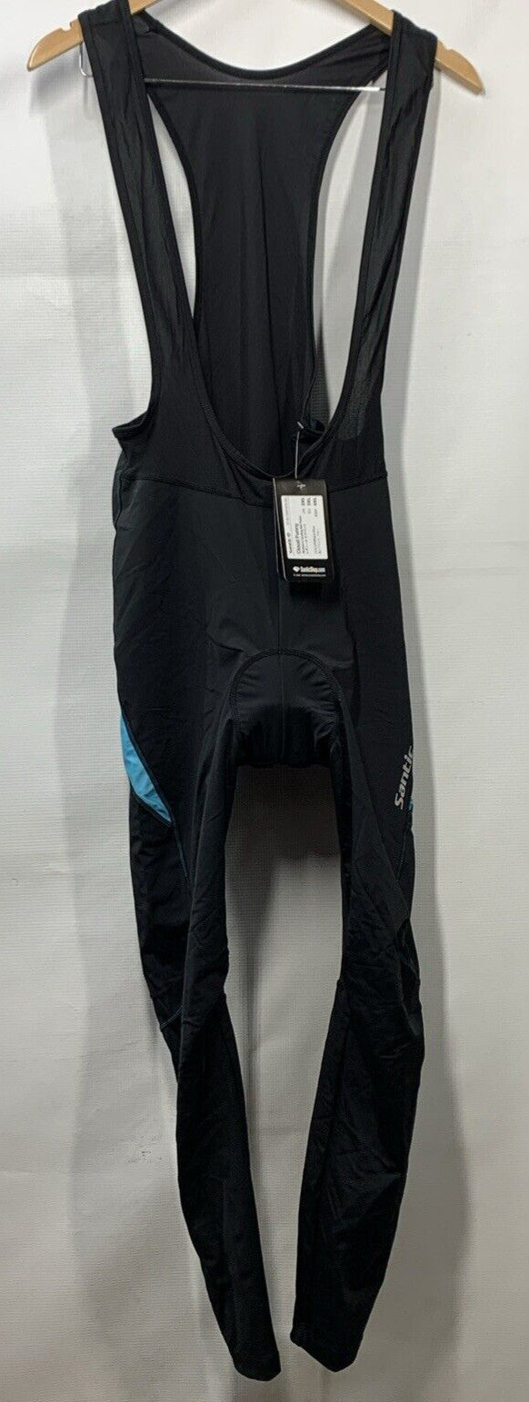Santic Cycling Bib Padded Compression Long Pant Black Teal Women 2XL Comfortable