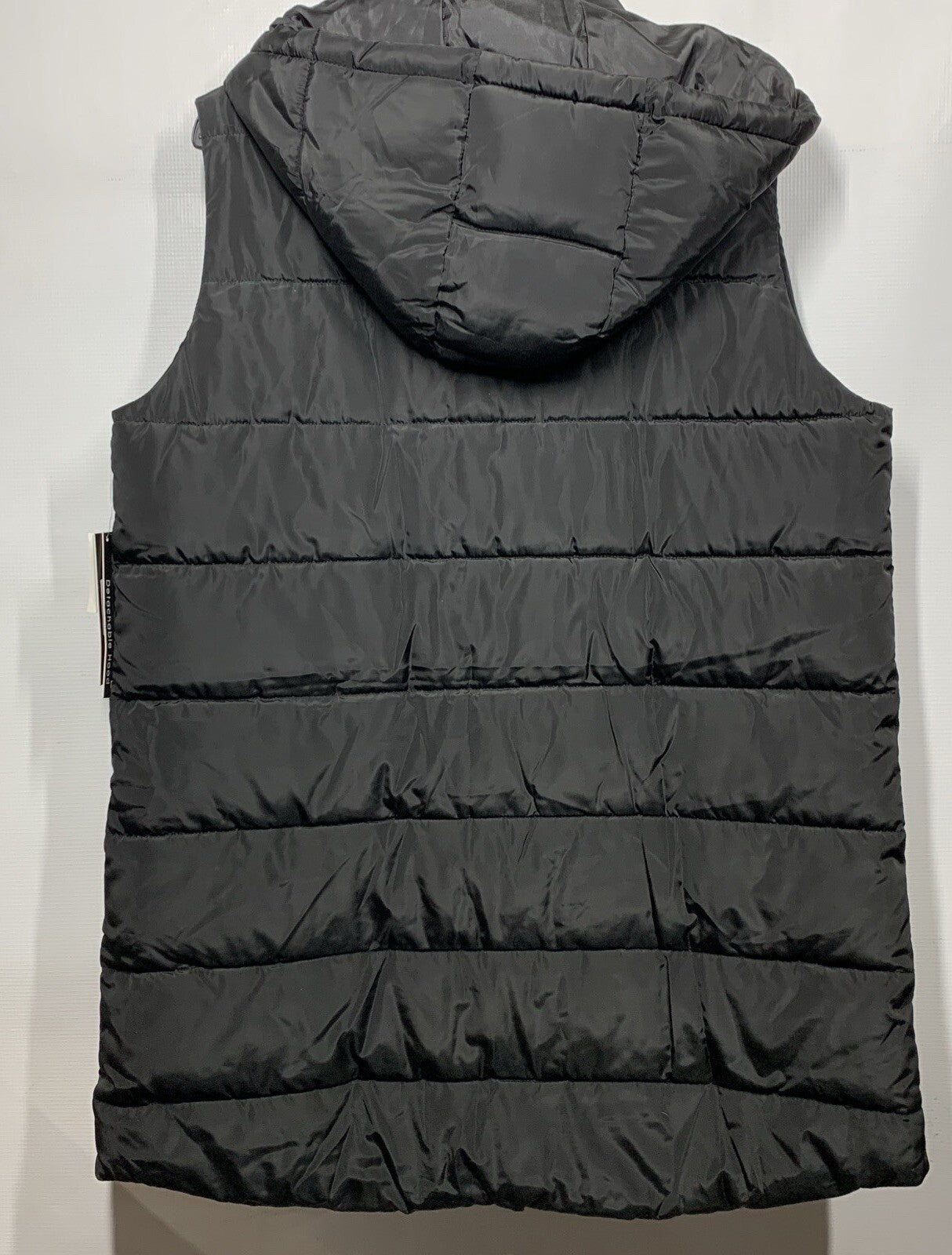 Sebby S.E.B. SSP1418 Womens Black Detachable Hood Zip Long Puffer Vest Size L