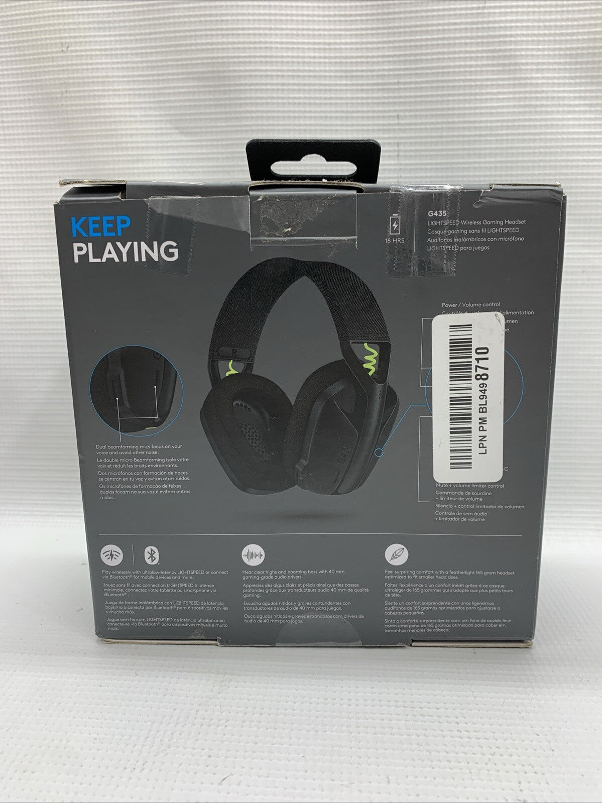 Logitech G435 Lightspeed Wireless & Bluetooth Gaming Headset Black 981-001049