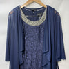 R&M 2-Piece Long Floral Glitter Lace Dress Evening with Beaded Neckline Size 4P