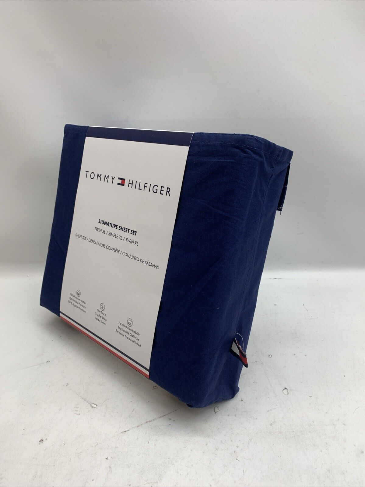 Tommy Hilfiger Solid Dark Blue Twn XL Signature Sheet Set 100% Premium Cotton