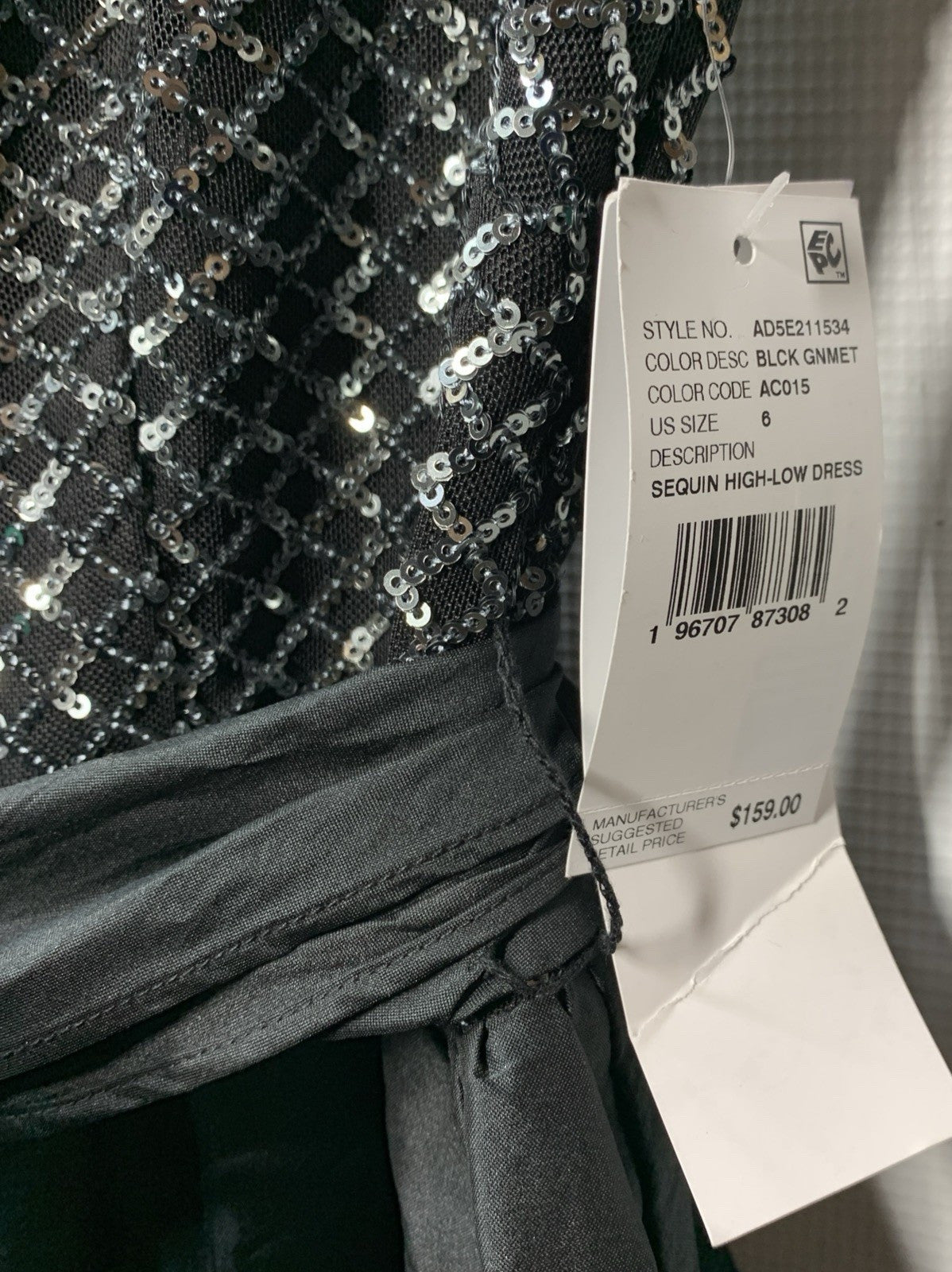 Adrianna Papell Women's Sequin High Low Taffeta Ball Gown Dress Formal Size 6