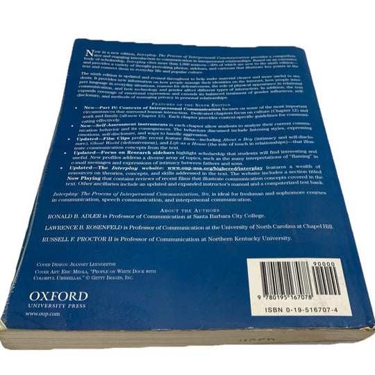 Interplay: The Process of Interpersonal Communication by Ronald B Adler: Used