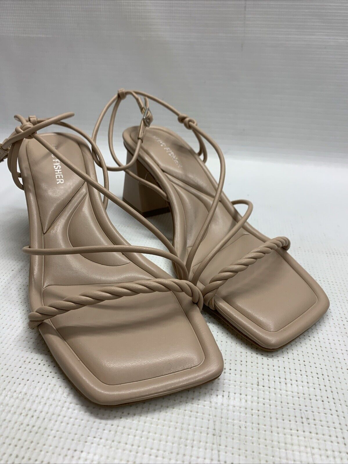 Marc Fisher Women's Meggiane Heeled Sandal Size 8M Lite Latte 110 Buckle Closure