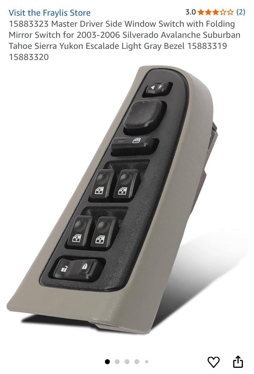 Master Power Window Control Switch Driver Side, Fit 2003-2007 For Chevy 15883323