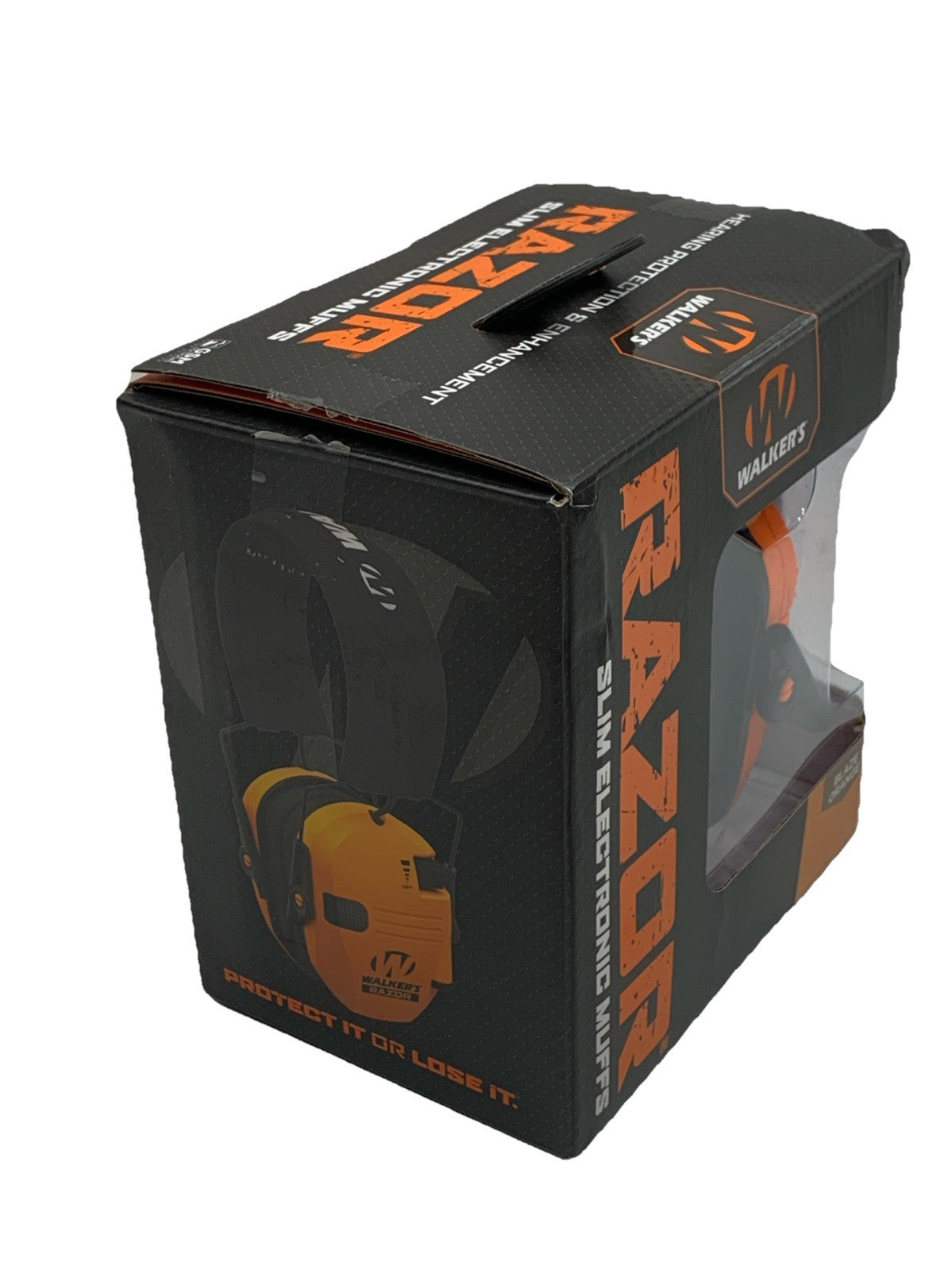 Walker's Game Ear Razor Slim Hearing Electronic Orange Earmuff - GWP-RSEM-BLZ