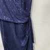 Grace Karin Sparkly Sequin Faux Wrap Short Sleeve Dress V-Neck Navy Size Small