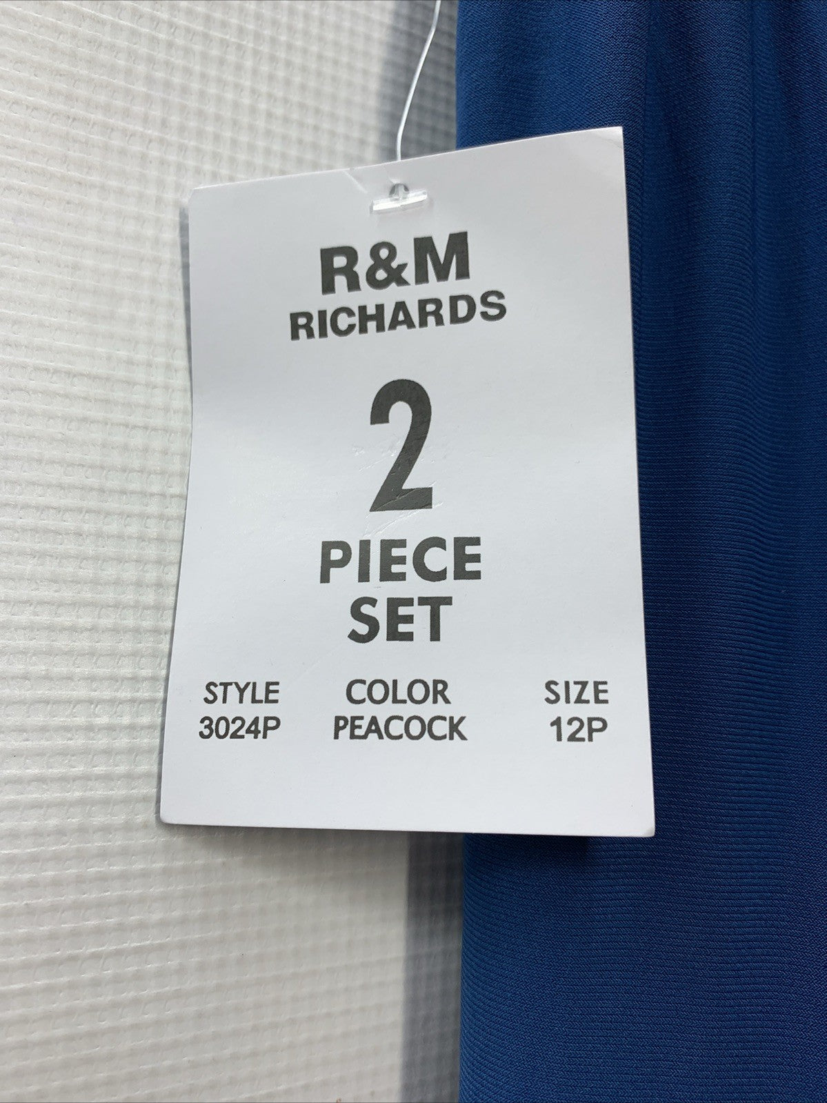 R&M Richards Women's Classic Pants 2 Piece Set 12P Blue 3024P Illusion Sleeves