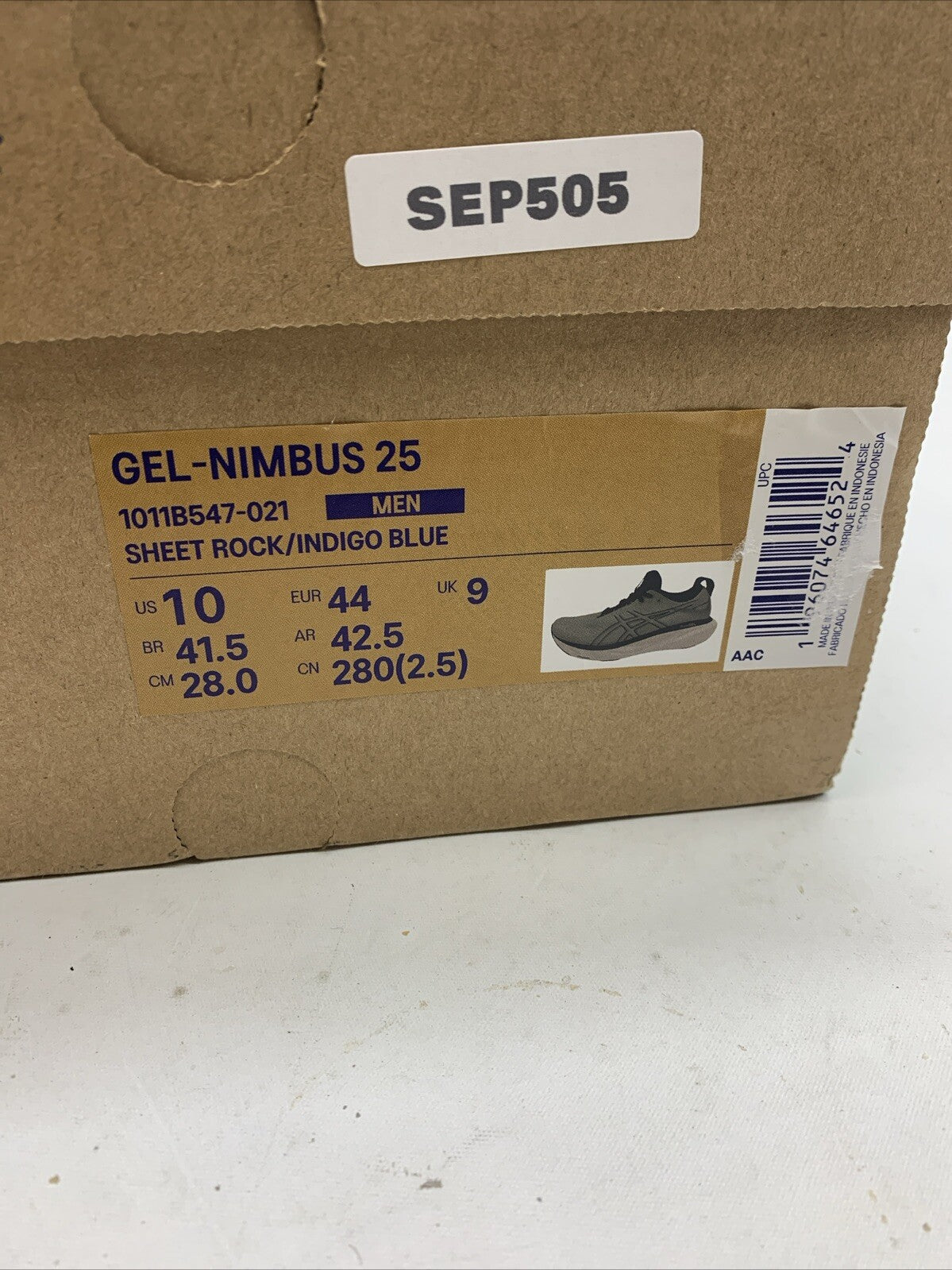 Asics Mens Gel Nimbus 25 Mens Size 10 Sneakers Running Gray/Blue Lace-up Shoes