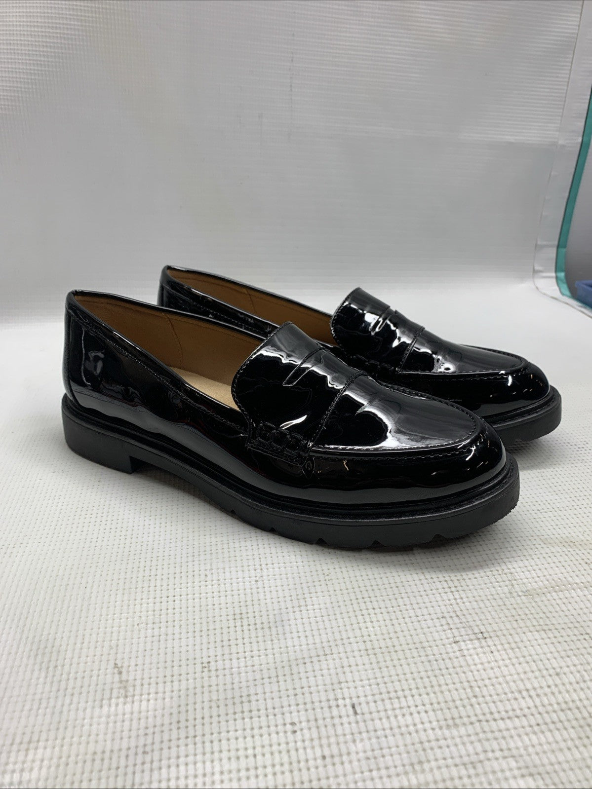 Rockport Kacey Penny Loafer Shoes Black Patent Leather US Womens 8.5 Pull-On