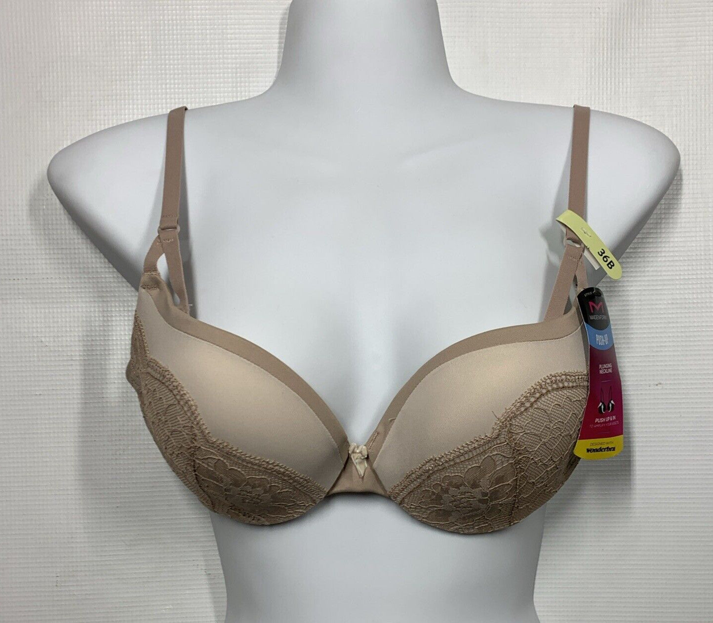 Maidenform DM9900L Love the Lift Push Up & In Strappy Lace Demi Bra Size 36B NWT