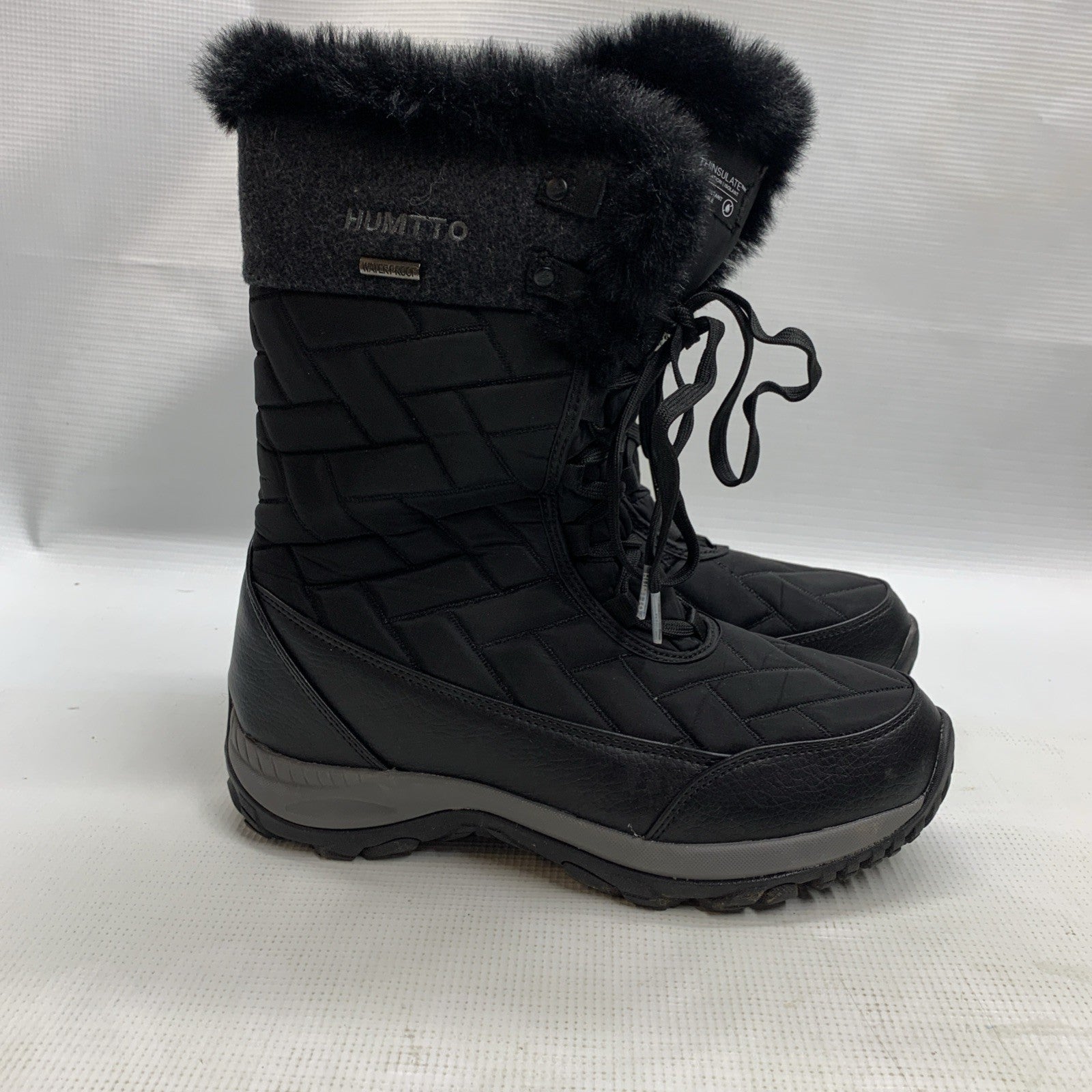 HUMTTO Women's Winter Warm Waterproof Snow Boots Lightweight Non-Slip 8.5 Black