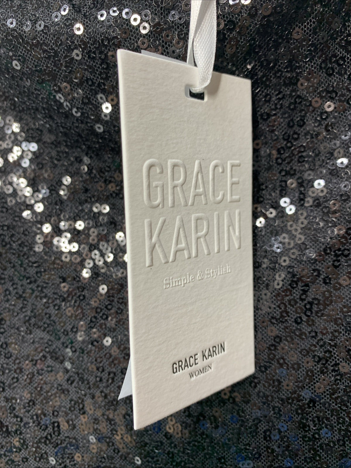 GRACE KARIN Women's Sequin Sparkly Glitter Party Club Dress One Shoulder Size L