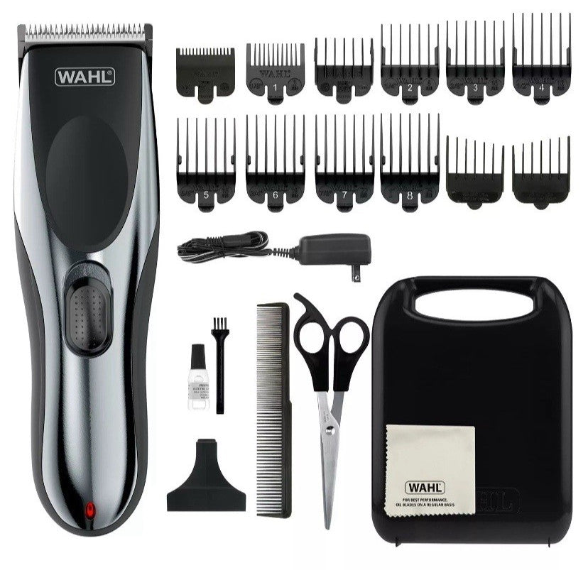 Wahl Clipper Hair Cutting Rechargeable Cord/Cordless 21 Pcs Set Stainless/Black