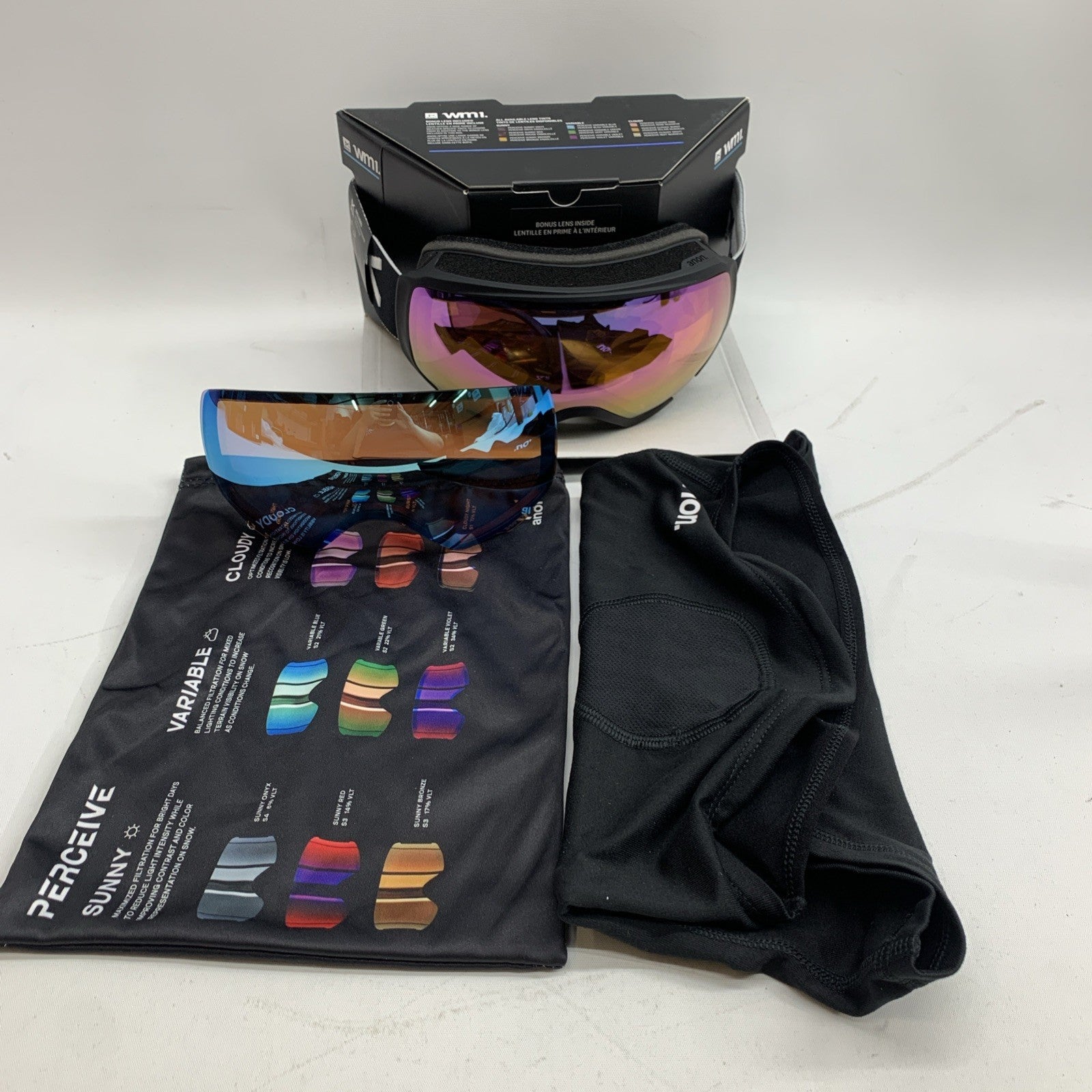 Anon WM1 Perceive Skiing Snow Goggles Black Frame Protection with Bonus Lens