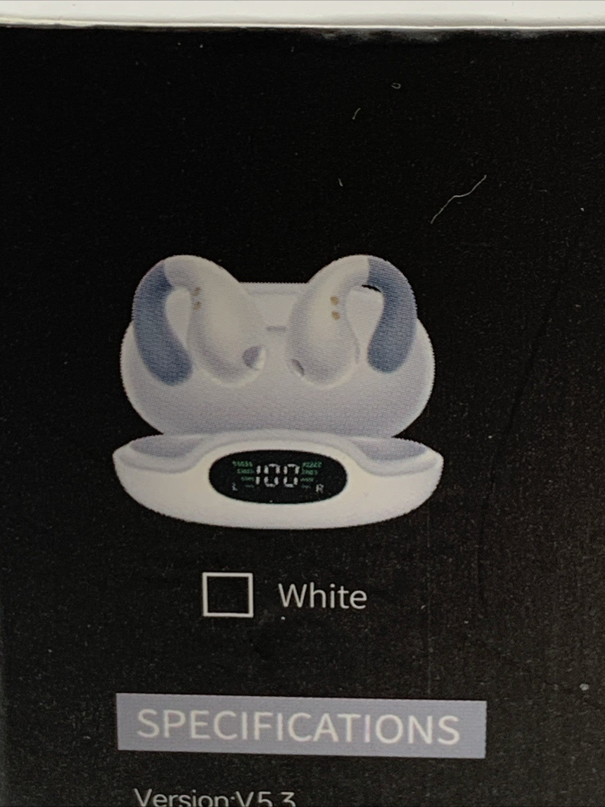 Open Ear Clip On Headphones Bluetooth 5.3 Wireless Earbuds YYK-S19 4HD Mic White