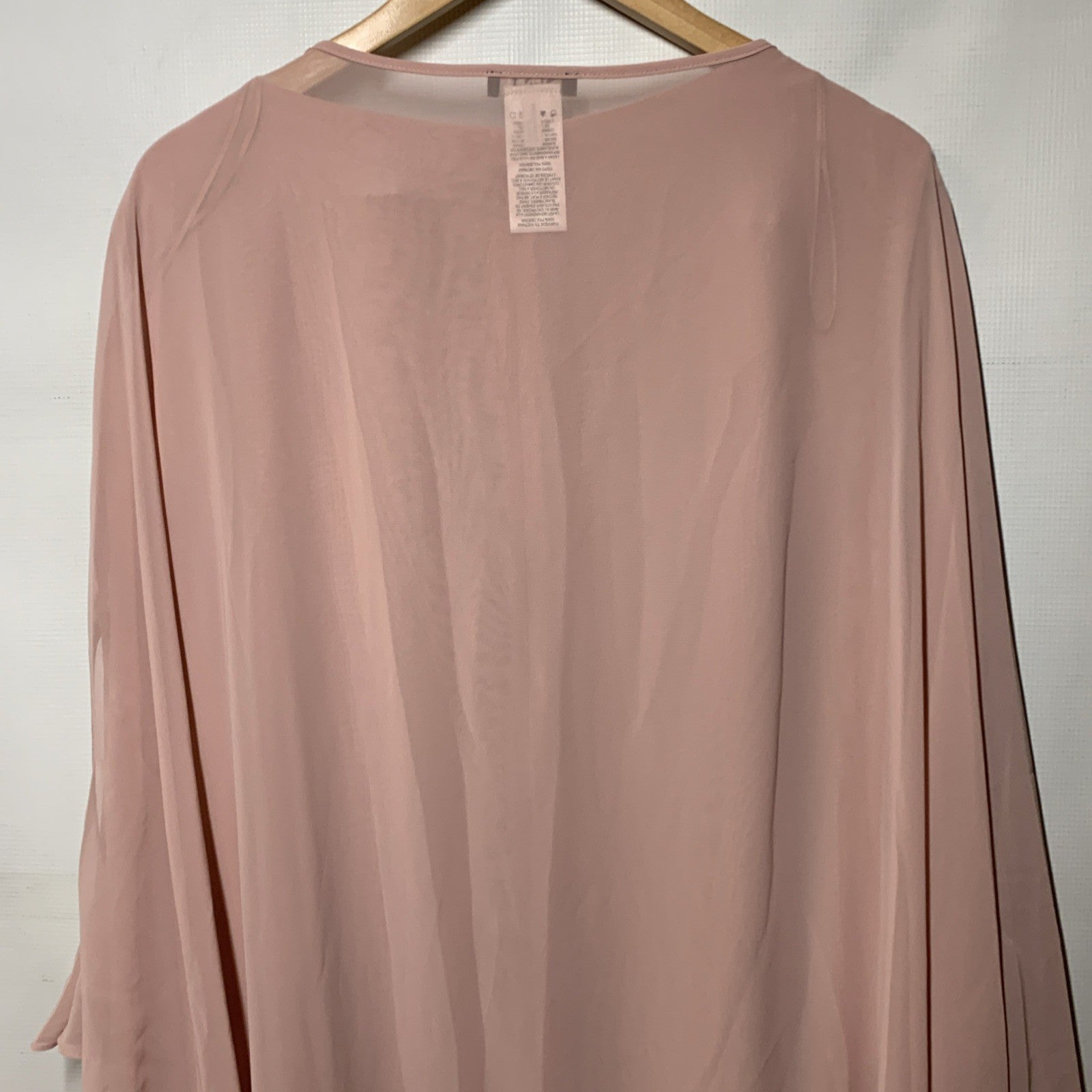 SLNY Women's Cocktail Dress Size 24W Pink Beaded Chiffon Shift with Capelet