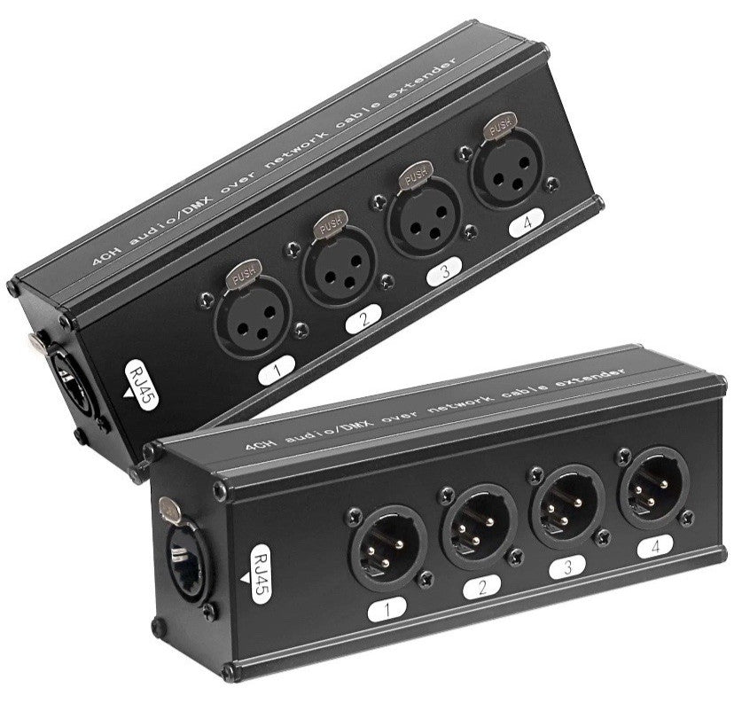4CH Audio/DMX Over Network Cable Extender KXNE8F-4F RJ45 to XLR Female 2 Pack