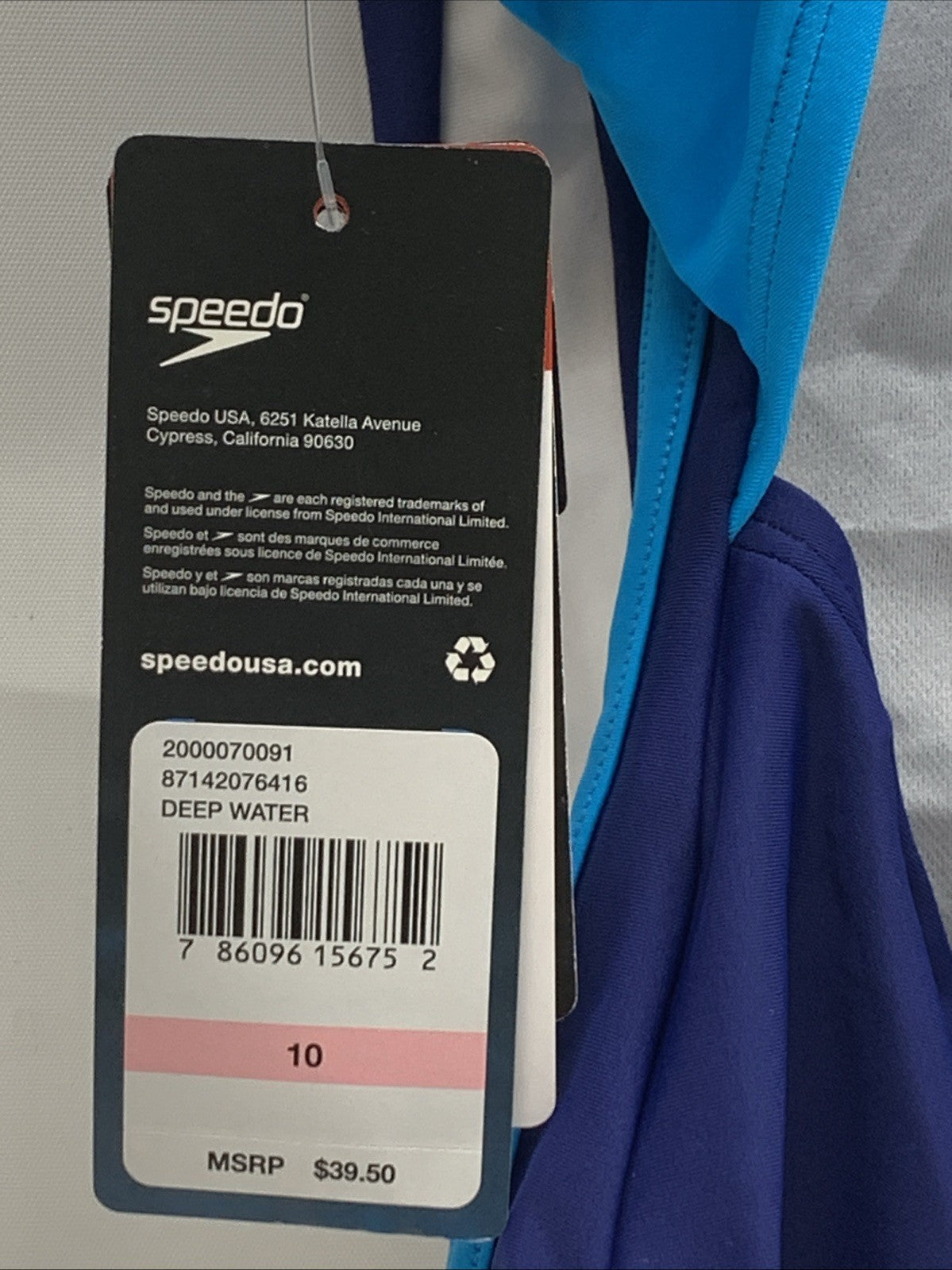 Speedo Girl's 10 Swimsuit One Piece Infinity Splice Thick Strap Deep Water Blue