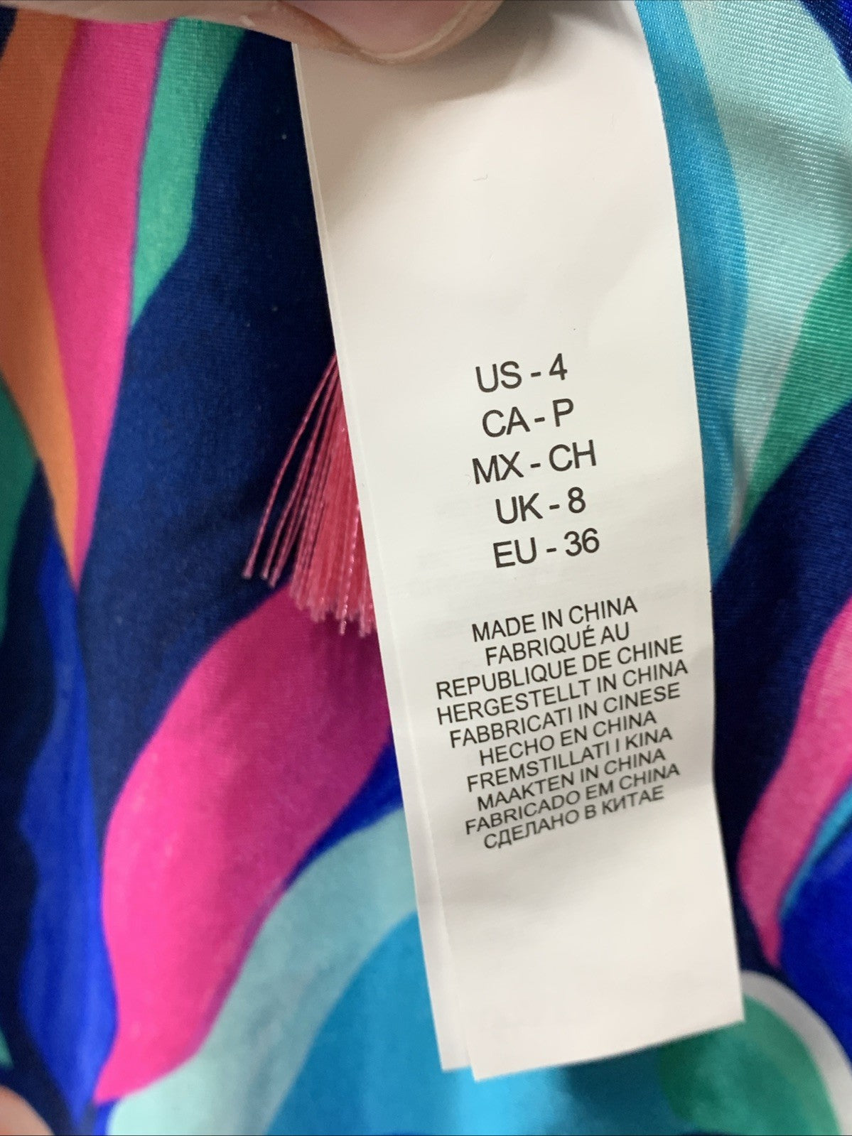 La Blanca Women’s Painted Leaves Reversible Plunge One Piece 4 Swimwear LB3ZP09