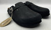 White Mountain Footbeds Women's Genuine Leather Buckle Slip-on Clog 9 Black