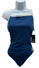 New Speedo Women Solid Flyback Training SwimSuit Size 12/38 Navy Blue Endurance+