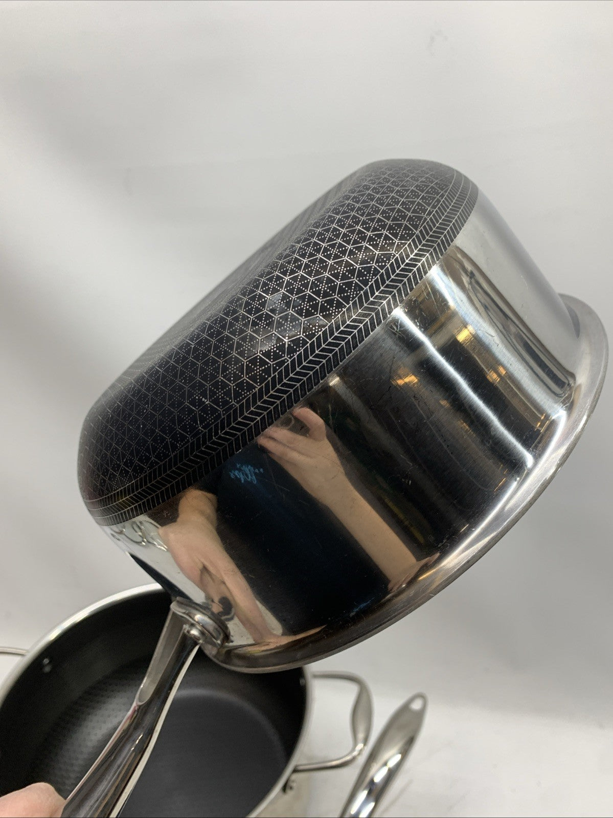 HexClad Hybrid Nonstick 6-Piece Pot Set 8, 3 & 2 Qt Pots with Cover Lids - USED