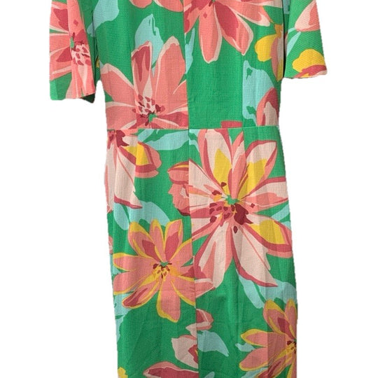 Maggy London Women's Floral Midi Summer Dress V-neck w/Faux-wrap Bodice Size 8