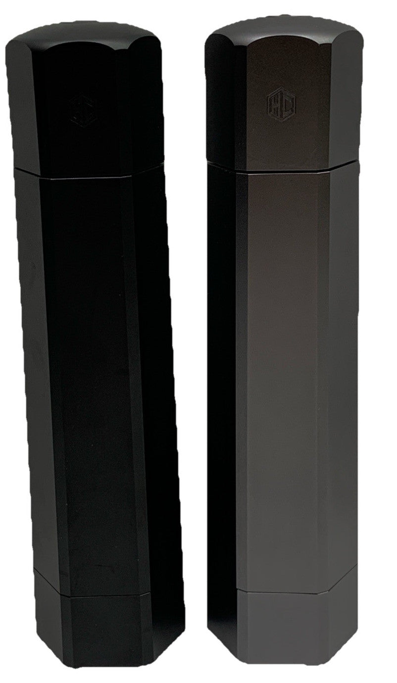 HexClad Salt & Pepper Mill Set Adjustable Professional Grinders and No-Mess Caps