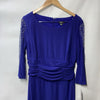 S.L. Fashions Womens Long Length Ruched Waist Formal Evening Dress Size 14P Blue